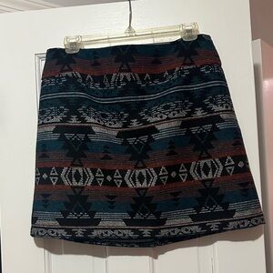 Dahlia Collection. Southwest Patterned Black, green and Red Women's Skirt
